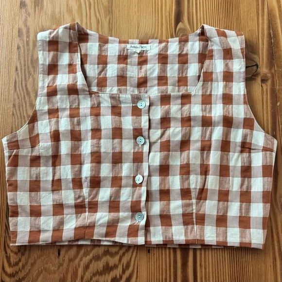 Aniela Parys Sonja Cropped Plaid Blouse Top - Picture 7 of 11
